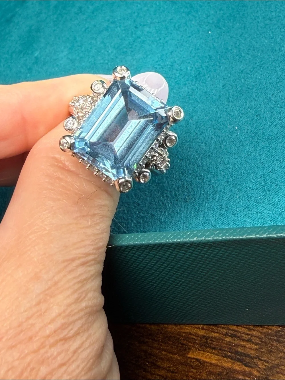 Judith Ripka Sterling Silver Blue Topaz & CZ Ring - Picture 2 of 13